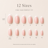 Soft French medium almond press-on nail size guide