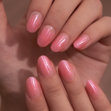Soft Pink Pearl short oval nail detail