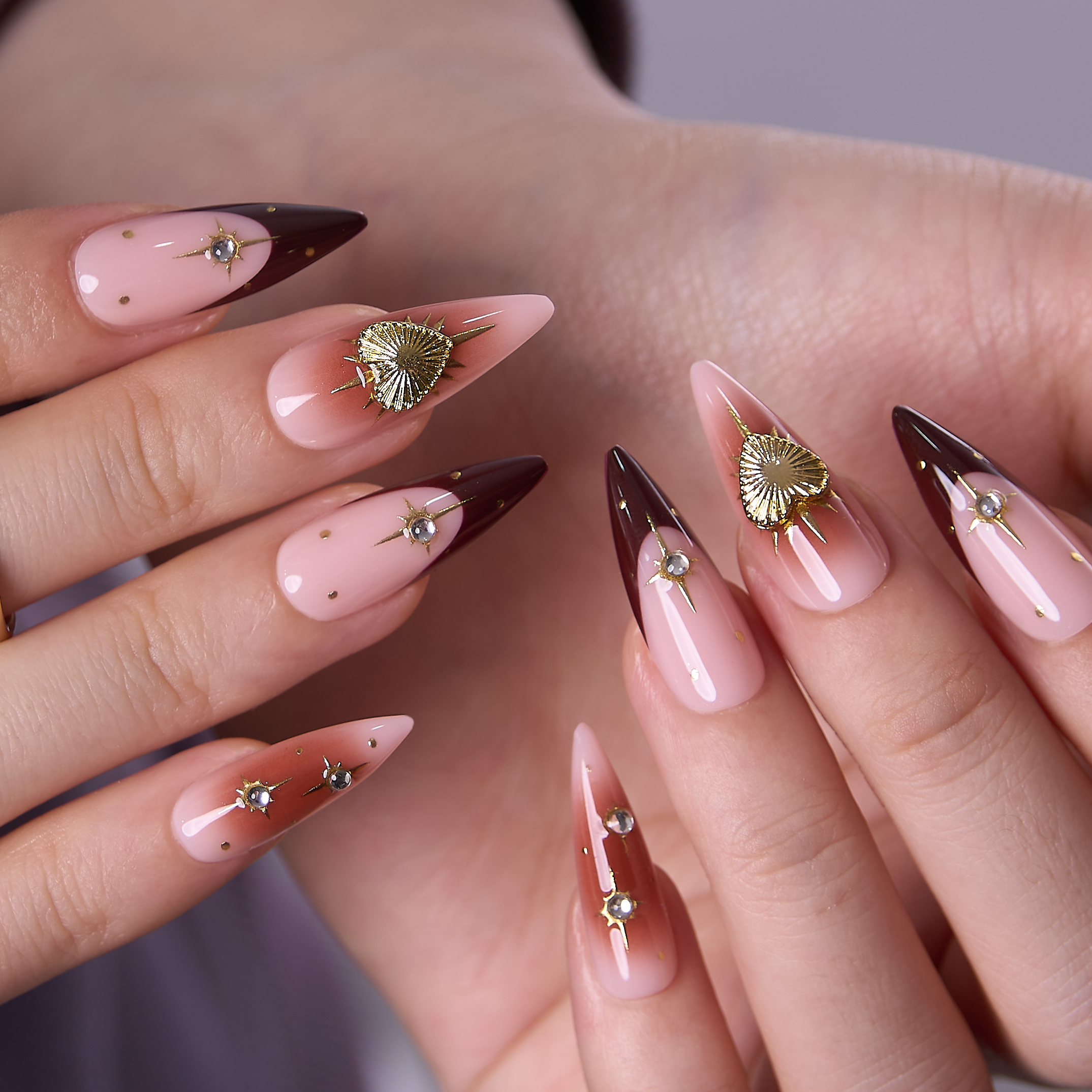 Designer s Pick | Solar Aura L Stiletto short stiletto press-on nails