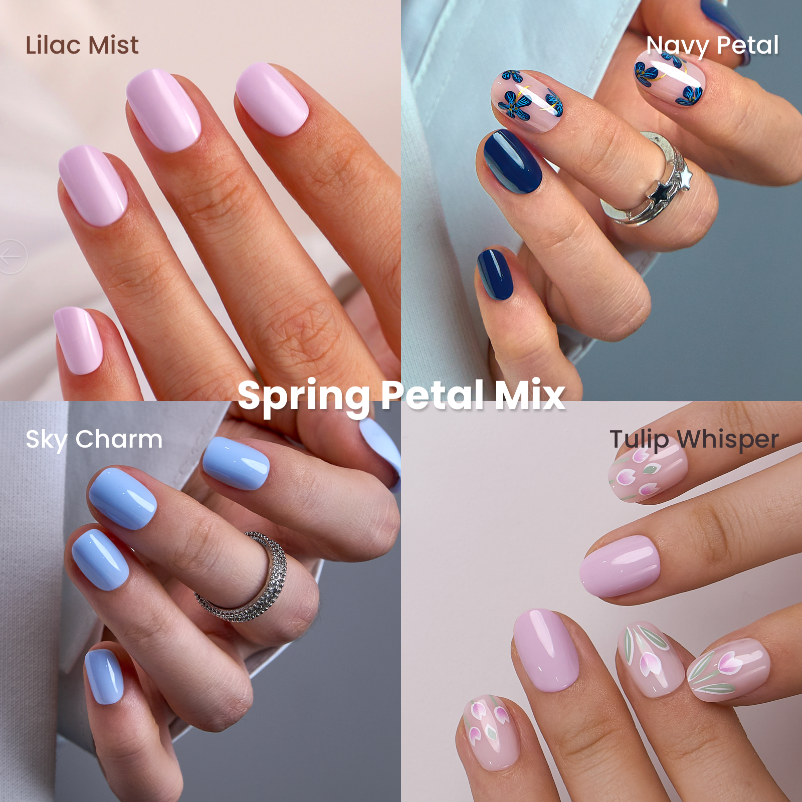 Spring Petal Mix-Extra Short Oval extra short oval press-on nails