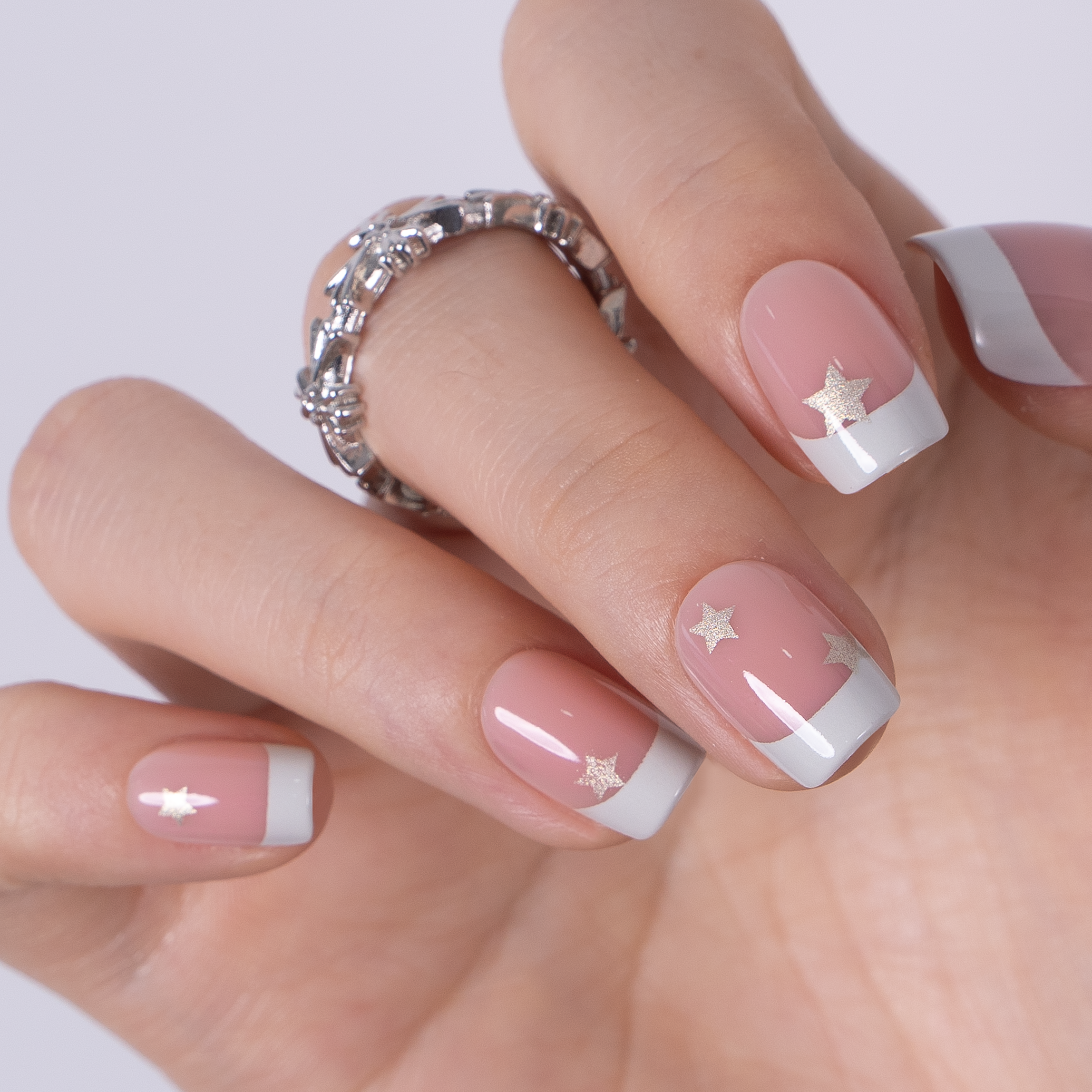 Star French S Squoval squoval press-on nails
