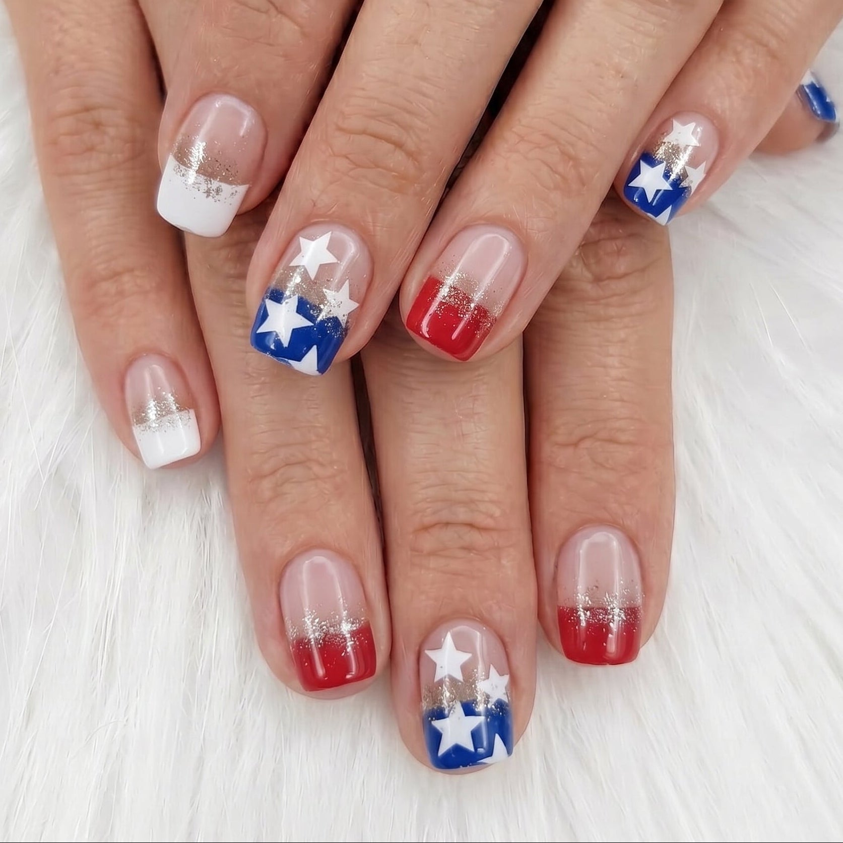 Star Spangle short squoval press-on nails