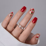 Strawberry Kiss medium square nail detail