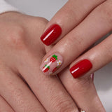 Strawberry Kiss medium square press-on nail set with accessories