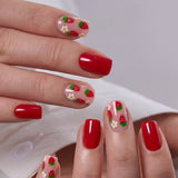 Strawberry Kiss medium square press-on nails