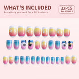 Summer Beach short squoval press-on nails from the side