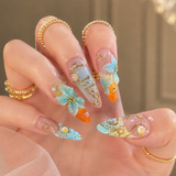 Sunset Blue Floral Style 2 press-on nails