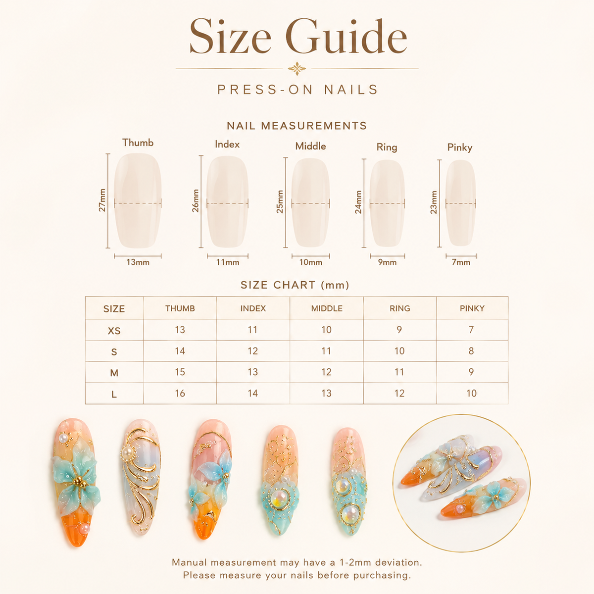 Sunset Blue Floral Style 2 press-on nails