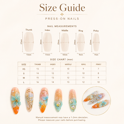 Sunset Blue Floral Style 2 press-on nails