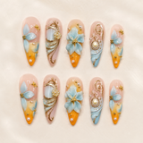White Oval Short press-on nails by Lirenail - side view