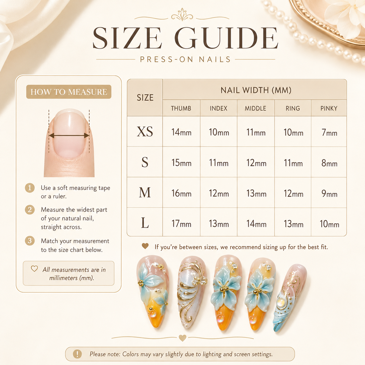 Sunset Blue Floral Press-On Nails nail detail