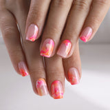Sunset Blush short squoval nail detail
