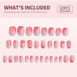 Sunset Blush short squoval press-on nail set with accessories
