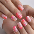 Sunset Blush short squoval press-on nails