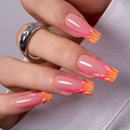 Sunset Ember long square press-on nails