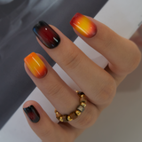 Sunset Flame medium squoval press-on nails from the side
