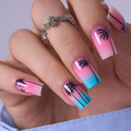 Sunset Palm M Square medium square press-on nails