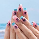 Sunset Palm M Square medium square press-on nails