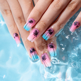 Sunset Palm M Square medium square press-on nails