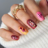 Sweet Floral medium squoval press-on nails from the side