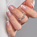 Sweet French short oval press-on nails