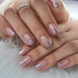 Sweet Pink Paris short squoval press-on nails from the side