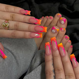 Tropical Blossom squoval Toenails press-on nails from the side