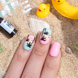 Tropical Sunset S Squoval short squoval press-on nails