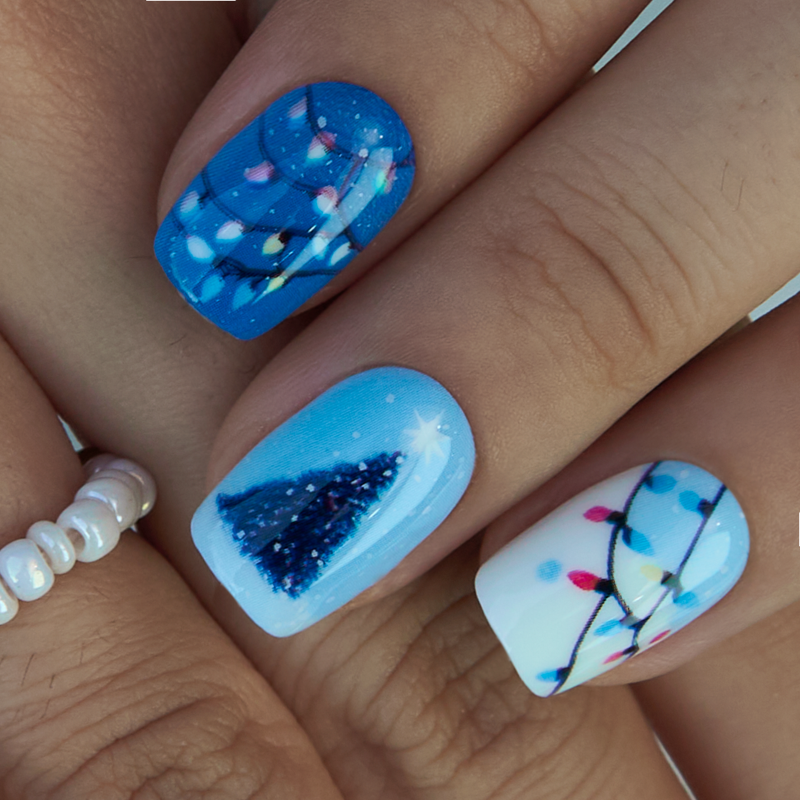 Twinkle Night short squoval nail detail