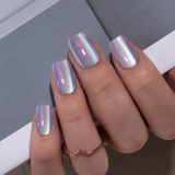 Unicorn Glow short squoval nail detail