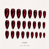 Red Almond Short press-on nails by Lirenail - package