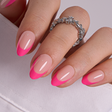 Vibrant Pink short almond press-on nails
