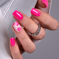 Vibrant Pink short squoval press-on nails