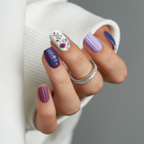 Milky Yellow Blue Purple Pink Red Gray Green Squoval Medium press-on nails by Lirenail -