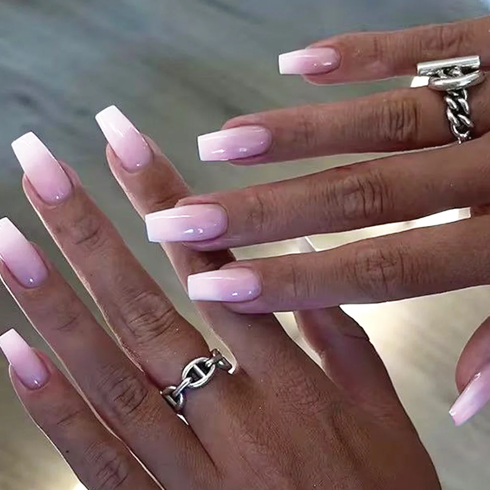 White Peach medium squoval nail detail