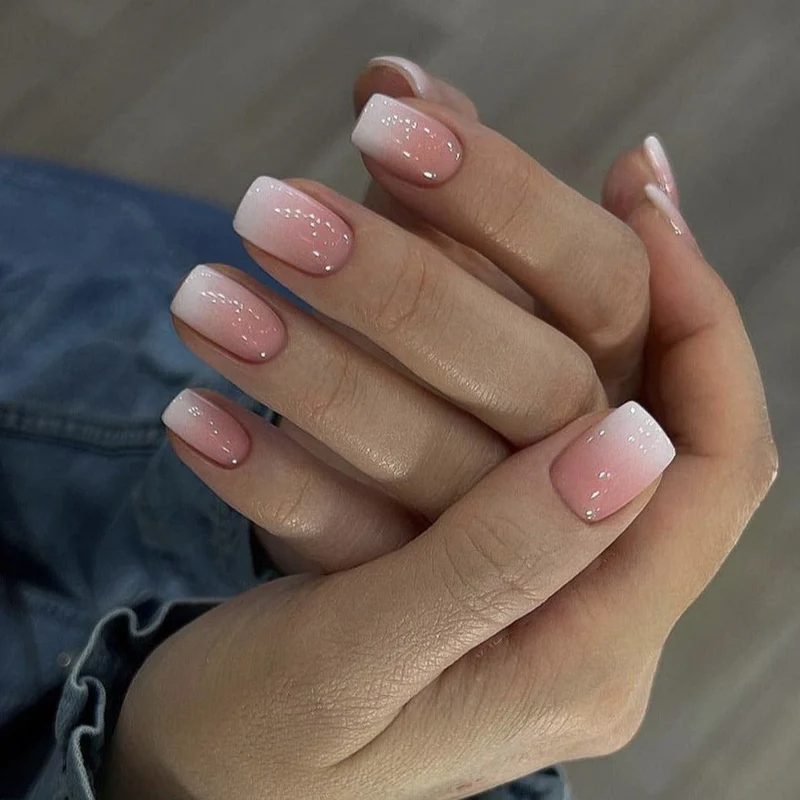 White Peach medium squoval press-on nails