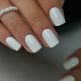 White Pearl medium squoval nail detail