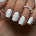 White Pearl medium squoval press-on nails