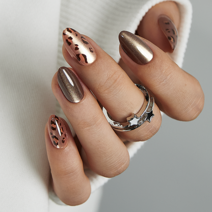 Wild Amber Dream short almond nail detail