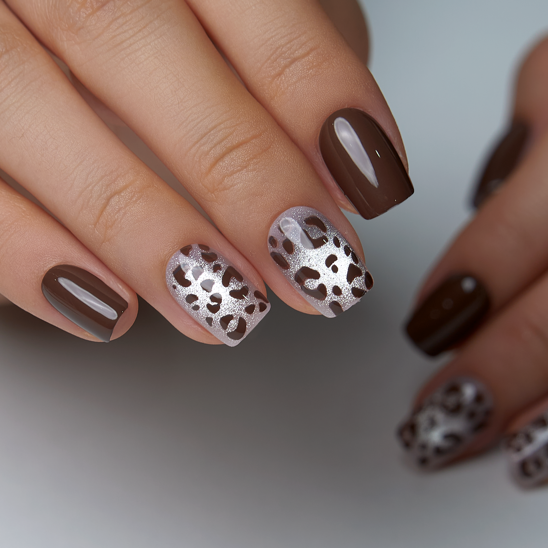 Wild Chic Spots short squoval nail detail