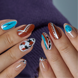 Wild Western short almond press-on nails