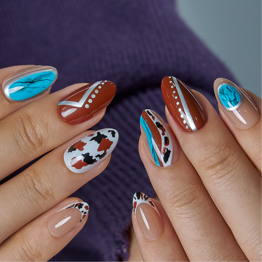 Wild Western short almond press-on nails