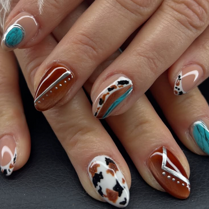 Wild Western short almond press-on nails from the side